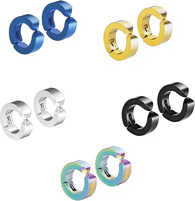 Oriti boucles d'oreilles huggie et petites créoles non percées en acier inoxydable, ensemble