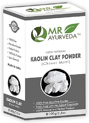Poudre d'argile kaolin biologique mr. ayurveda pour l'acné, les points noirs et une peau