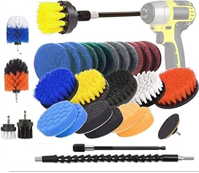 Ensemble d'accessoires de brosse de forage de 31 pièces tampon mat et éponge