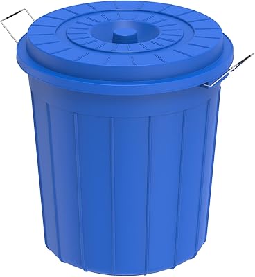 Récipient rond en plastique avec couvercle capacité 30 litres couleur bleue de cosmoplast