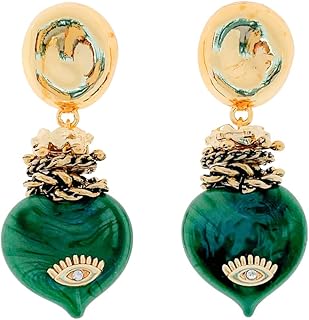 Boucles d'oreilles punk en forme de cœur et d'oeil en cristal de murano