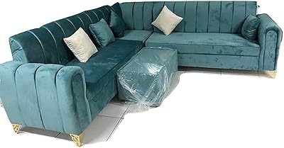 Ensemble canapé d'angle de salon 7 places mab avec table basse et coussin