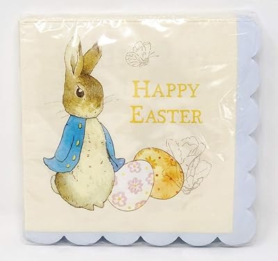 Joyeuses pâques pierre lapin et gemma serviettes de table à bordure festonnée