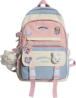 Mignon sac à dos obiono kawaii avec pendentif épingles d'ours, sac d'école, fournitures