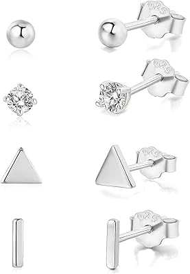 Boucles d'oreilles en argent sterling 925 pour femmes et hommes, boucles d'oreilles hypoallergéniques