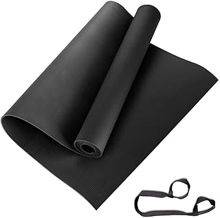 Tapis de yoga et d'exercice arnv 6 mm avec sangle de transport (noir)