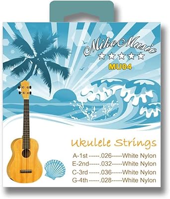 Mike music 4pcs jeu de cordes de ukulélé en nylon blanc durable