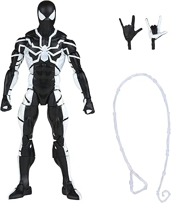 Figurine hasbro marvel legends spider-man 15 cm (combinaison furtive), comprend 4 accessoires, multicolore