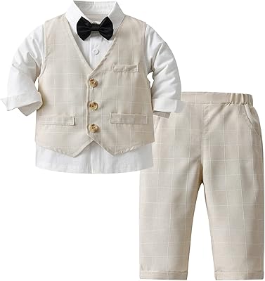 Costume de smoking formel à carreaux pour bébé garçon, ensemble de robe formelle