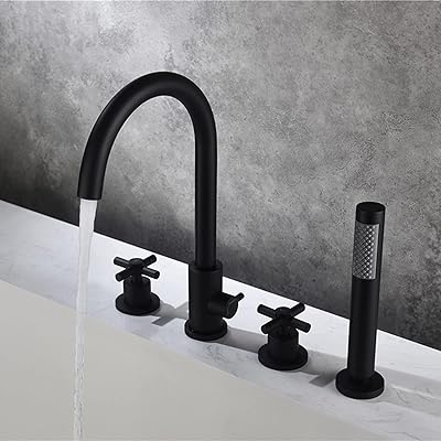 Robinet mitigeur de bain-douche 4 trous, mitigeur de bain avec douchette à main