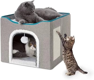 Lits d'intérieur pour chat - grande grotte pour chat avec boule moelleuse suspendue et griffoir, cachette pliable pour chat, 41 x 41 x 35 cm (b). Des milliers de références à découvrir sur Diaytar Sénégal