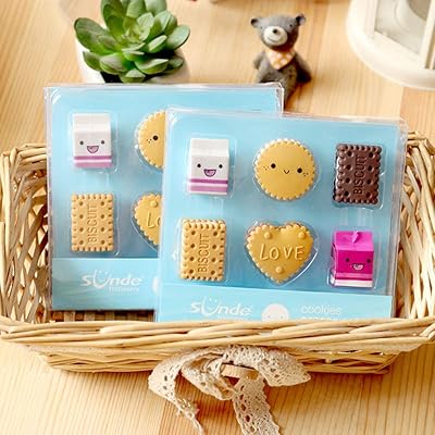 Sweet seven, coffret de 12 adorables gommes à biscuits au lait kawaii