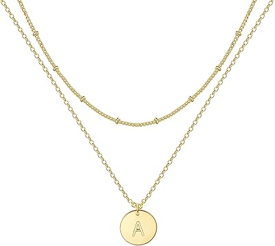 Collier de pièce de monnaie initiale pour femmes, chaîne de perles en acier