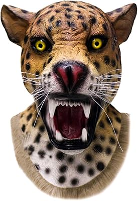 Masque animal réaliste en latex de chat sauvage, tête et cou complets
