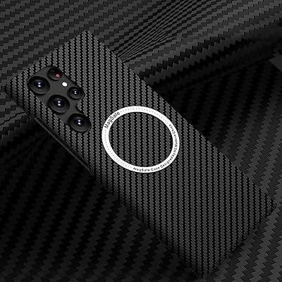 Coque mobile magnétique en fibre de carbone magsafe pour samsung galaxy s22 ultra