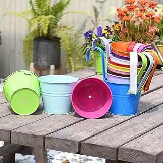 Paquet de 10 pots de fleurs en métal suspendus en fer, pot