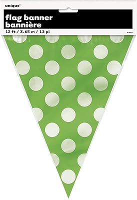 Bannière de drapeau décoratif unique à pois, 30 cm, vert citron