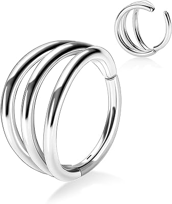 Boucles d'oreilles triples piercing nez ouvert pour conque et cartilage, boucles d'oreilles créoles