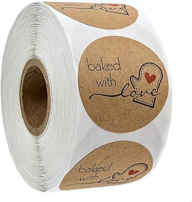 Autocollants ronds en kraft naturel de 3,8 pouces avec amour / 500 étiquettes