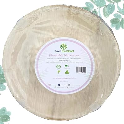 Assiettes jetables - ensemble de 10 pièces d'assiettes rondes jetables écologiques en feuilles