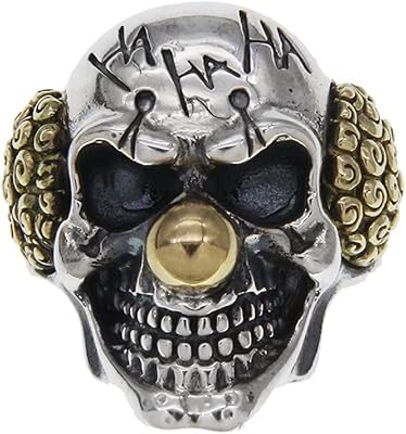 Bague de crâne de joker gothique pour hommes, bague de clown de crâne punk, bague d'halloween de crâne de clown rock joker pour garçons. Votre satisfaction, notre priorité chez Diaytar