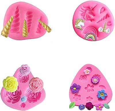 Xifor mini moule à cupcakes en silicone diy corne de licorne et fleurs