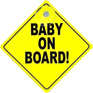 Gzs baby on board car essentials panneau visible inversé jaune vif autocollant d'avertissement