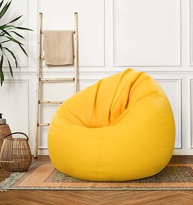Pouf poire confortable en pvc jaune pour enfant - 84 cm x 53