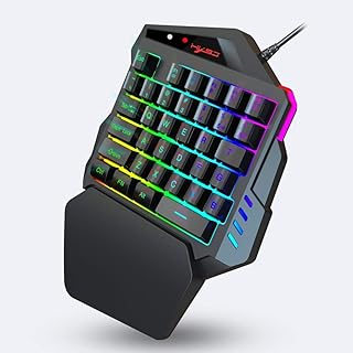 Clavier de jeu hxsj v500 35 touches éclairage multicolore une main