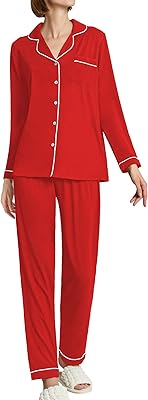 Pyjama aquar pour femme à manches longues et boutons en bas doux, ensemble