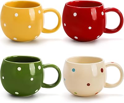 Ensemble de tasses à café en céramique kolosh dot design avec poignées