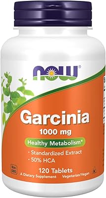 Comprimés de garcinia de now foods, 1000 mg, de 120 comprimés