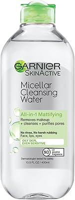Garnier skinactive eau micellaire pour peaux grasses, nettoyant pour le visage et démaquillant