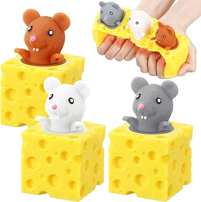 3 pièces jouets au fromage balles anti-stress souris dans le squishy ​​jouets d'anxiété