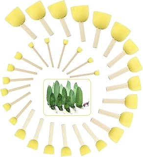 Ensemble de pinceaux ronds en mousse éponge avec manche en bois