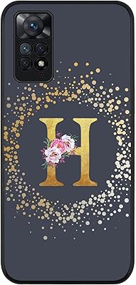 Coque stylisée avec bords noirs durables pour redmi note 11 4g/redmi note 11s, fine, douce, flexible et anti-chute, en gel tpu, motif floral avec lettre initiale personnalisée, h (gris). Diaytar Sénégal : Large gamme, petits prix, grande satisfaction