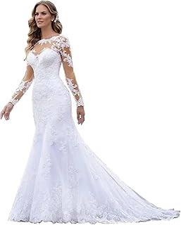 Robes de mariée modestes avec un design sirène 2023, épaules dénudées en tulle avec longue dentelle et longue traîne yxxy187. Diaytar Sénégal : Achetez plus, dépensez moins