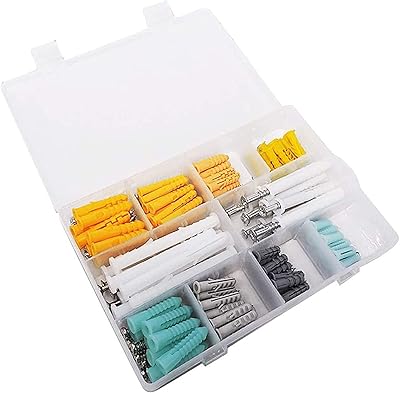 Kit de vis et de fixations autoperceuses en plastique, comprenant 200 pièces d'ancrage
