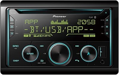 Pioneer fh-s720bt tuner cd double din avec bluetooth, éclairage multicolore, usb, spotify, application