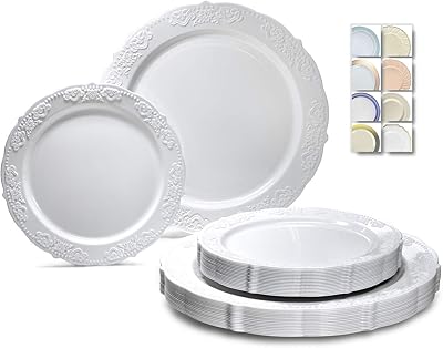 Assiettes en plastique jetables de mariage vintage lot de 50 assiettes