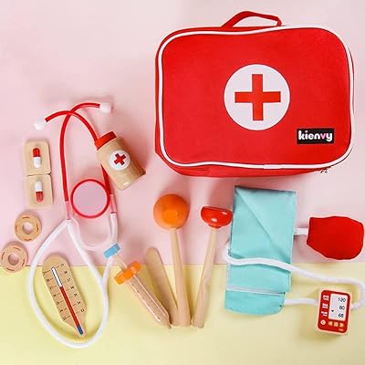 Ensemble de docteur en bois yallajoy pour enfants, ensemble de docteur pour enfants