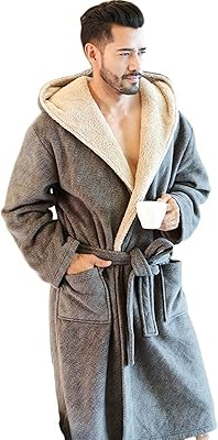 Zoycom peignoir pour homme nouveau d'hiver en cachemire corail à capuche flanelle confortable