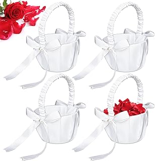 Paniers de fleurs blanches pour filles pour mariages, panier de fleurs ivoire pour filles, fournitures de fête de mariage, 13 x 20 cm (4 pièces). Diaytar : Des offres irrésistibles chaque jour