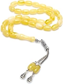 Chapelet de beyrouth parfumé au parfum d'ambre avec pompons en métal jaune, 10