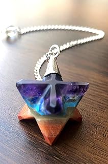 Pendule crystalmiracle chakra merkaba en forme d'étoile, pierre précieuse de guérison en cristal