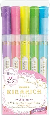 Surligneur zèbre kerarich à paillettes, paquet de 5 (wks18-5c)