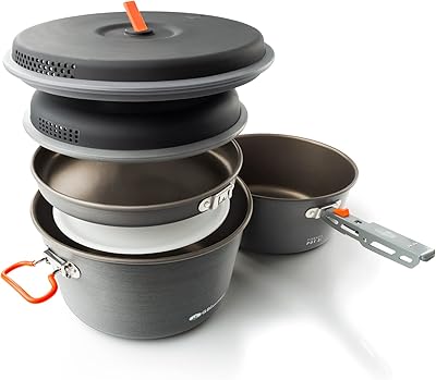 Gsi outdoors, batterie de cuisine de camping pinnacle base, 8 pièces