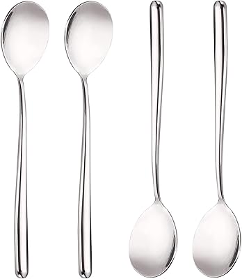 Cuillère en acier inoxydable, grandes cuillères à soupe rondes à long manche grande