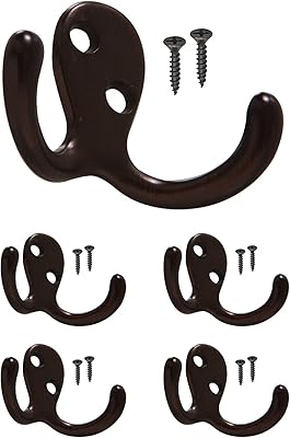 Paquet de 5 crochets à serviettes double griffes noirs avec vis