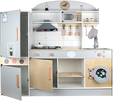 Ensemble de cuisine en bois véritable pour enfants avec lumières et sons